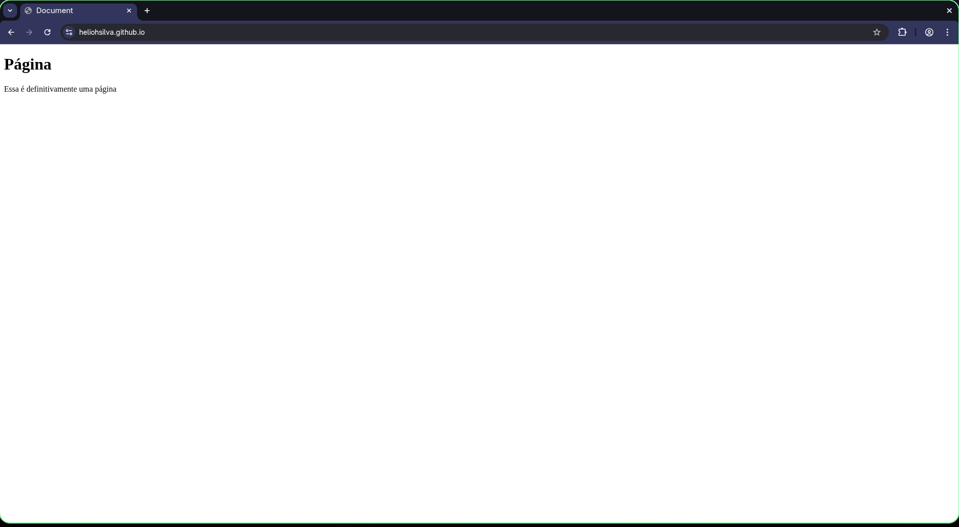 Página com fundo branco mostrando o título e o paragrafo descritos no código acima apresentado