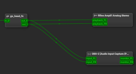 Ligando o output do guitarix ao input do OBS